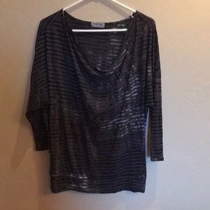 Micheal stars purple and grey striped long sleeve